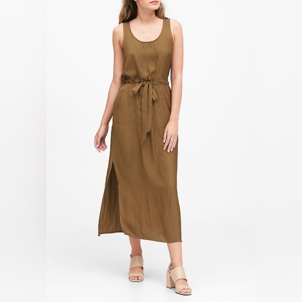 Banana Republic Utility Maxi Dress Cindered Olive Green Size 8 Medium